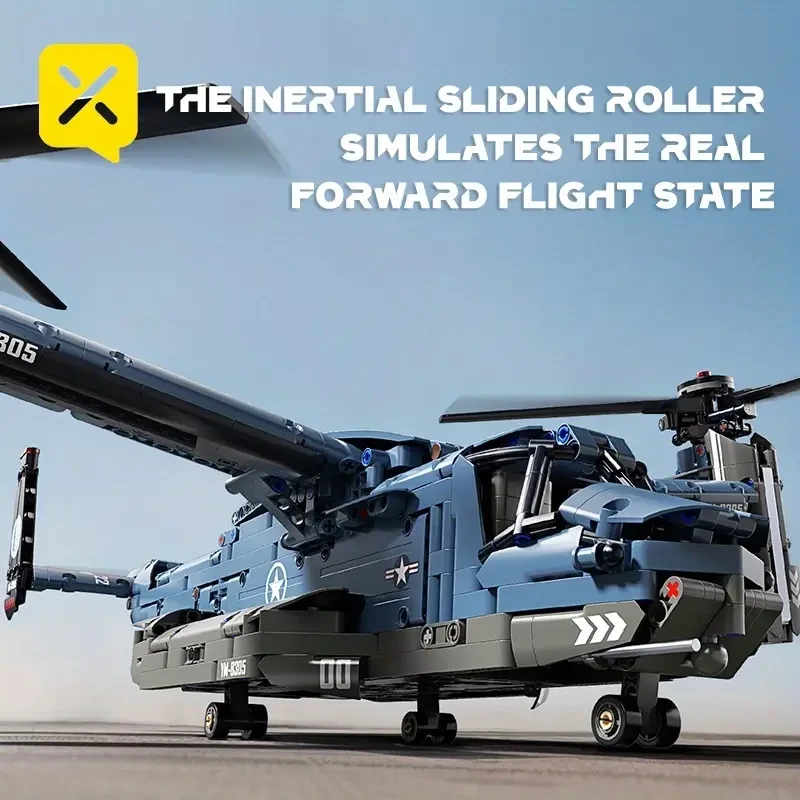 XINGYA YOUPIN 1486pcs Dynamic Tilt-Rotor Fighter Jet Building Block Model – 1:72 Scale Collectible