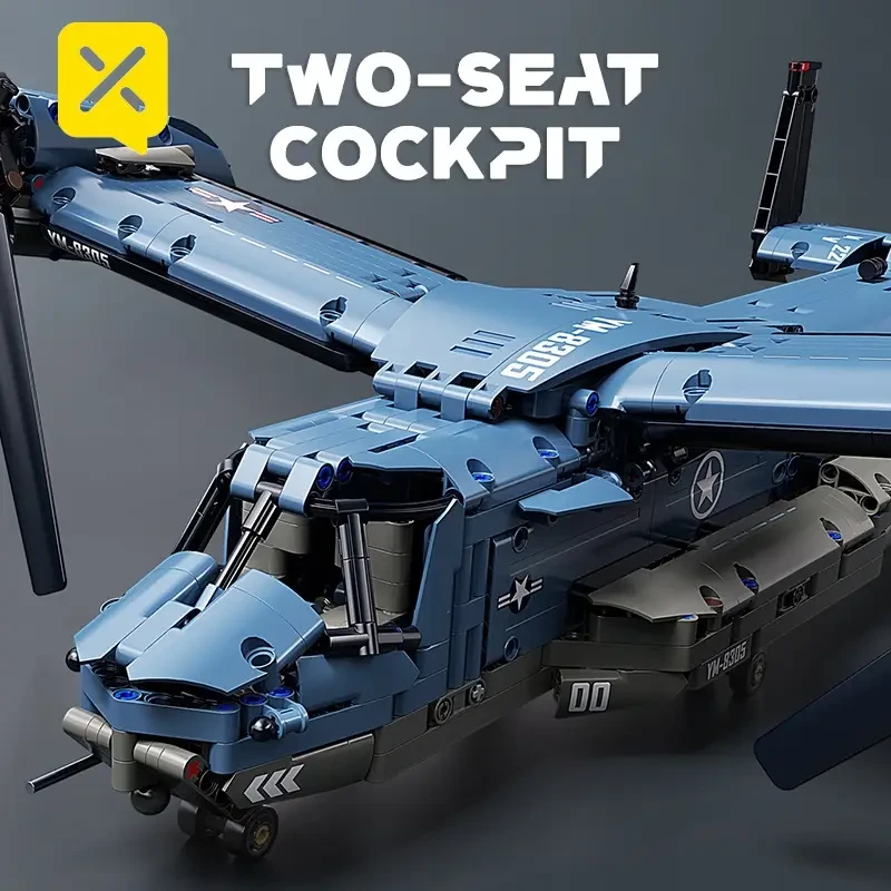 XINGYA YOUPIN 1486pcs Dynamic Tilt-Rotor Fighter Jet Building Block Model – 1:72 Scale Collectible