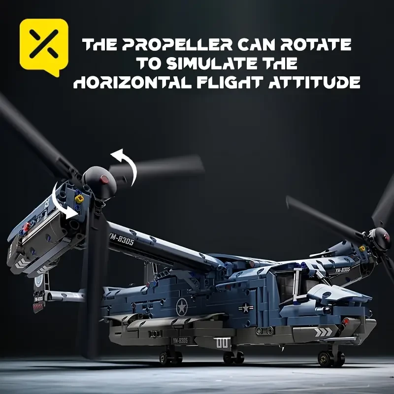 XINGYA YOUPIN 1486pcs Dynamic Tilt-Rotor Fighter Jet Building Block Model – 1:72 Scale Collectible