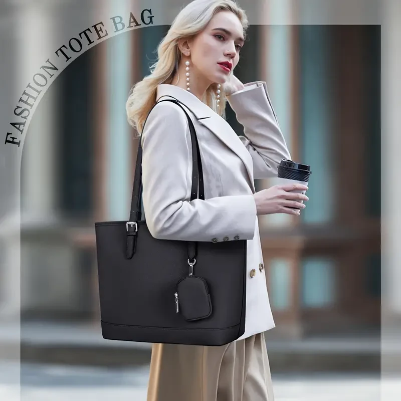 NEWHEY Women’s Tote Bag – Large Capacity Faux Leather Shoulder Handbag with Removable Pouch