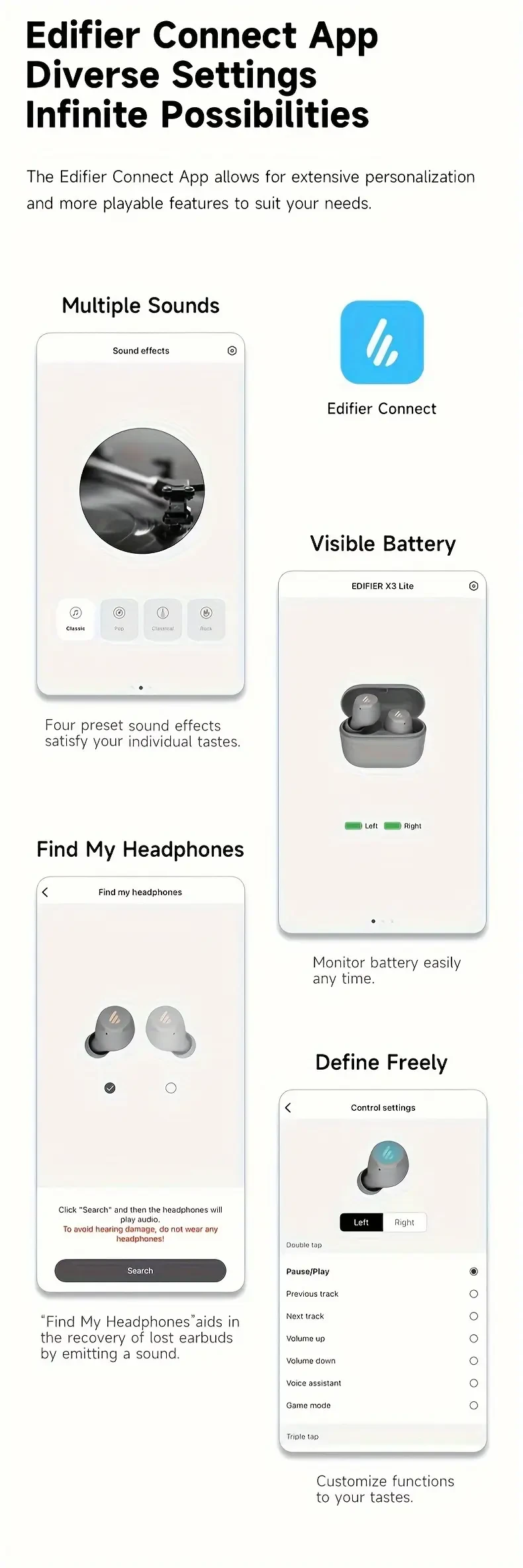 EDIFIER X3 Lite Wireless Earphones – AI Noise Reduction, Wireless 5.3, Type-C Charging