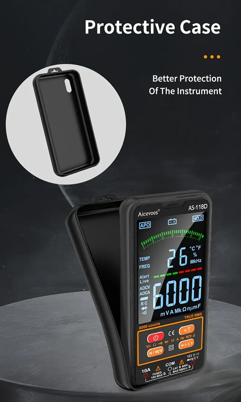 AICEVOOS Smart Digital Multimeter – Auto-Ranging Electrical Tester for Voltage, Current & Resistance