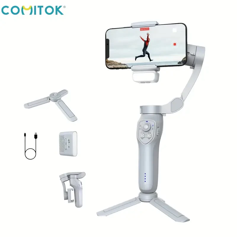 COMITOK L7C Pro 3-Axis Handheld Gimbal Stabilizer – Foldable, Smart Gesture Control & USB Rechargeable