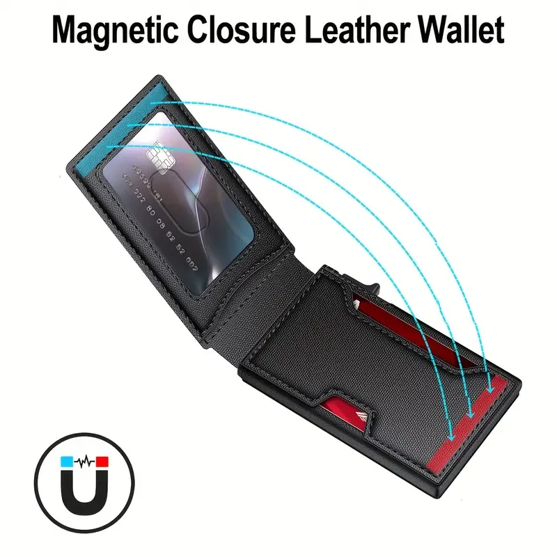 TANGMO E-Z Wallet – RFID-Blocking Pop-Up Card Holder for Men, Aluminum Alloy, Black
