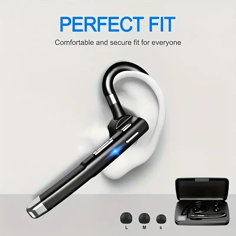 SENBOWE LED Digital Display Single-Ear Wireless Headset – Touch Control, Noise-Cancelling Mic & Type-C Charging