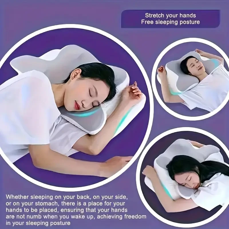 WKEFF Ergonomic Butterfly-Shaped Memory Foam Pillow – Soft Neck Support Cushion for Back & Side Sleepers