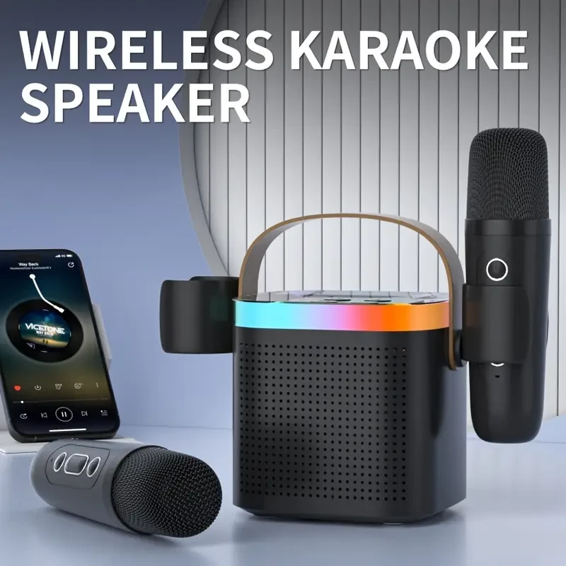 TANALAZ Portable Wireless Karaoke Speaker System – Type-C Rechargeable with Wireless Microphone & Bass Boost