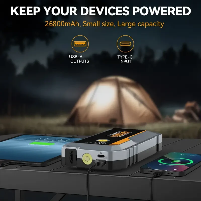 BIUBLE Portable Car Jump Starter – 7000A Peak Power Bank with QC3.0 USB & LED Emergency Light