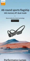 Philips TAA6609 Bone Conduction Wireless Headphones – Open-Ear Design with 16GB Memory & Dual-Mode Playback