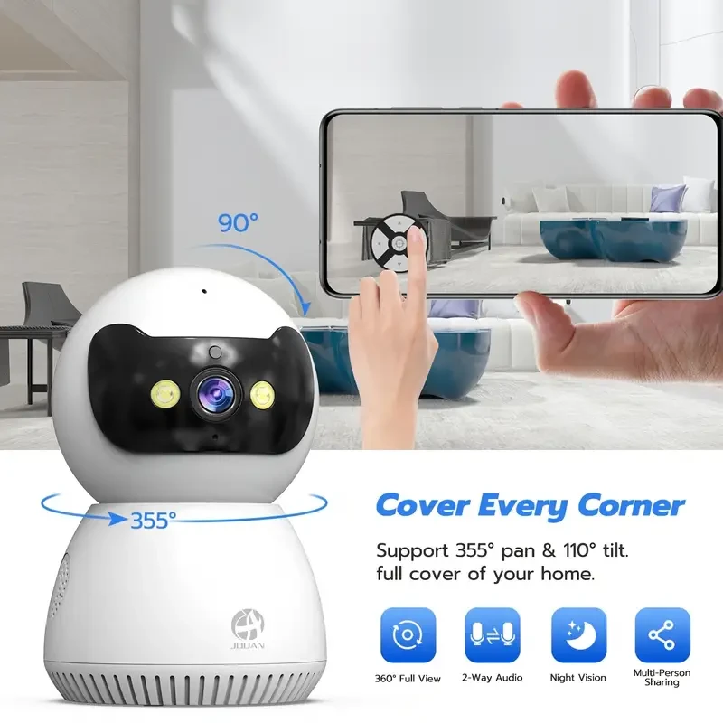 JOOAN 1080P HD Smart Security Camera – PTZ Pan/Tilt/Zoom with Two-Way Audio & Motion Detection