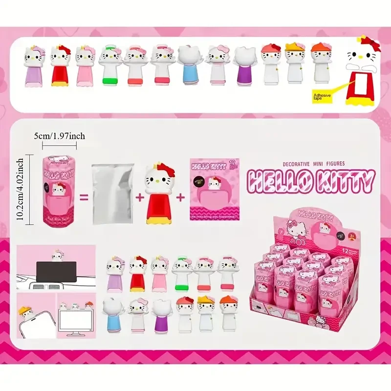 Sanrio Kuromi & Hello Kitty Party Angel Figurine Stickers – 12-Piece Random Collectible Set