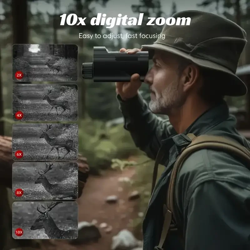 HIJOY 10X Digital Zoom Night Vision Goggles – Infrared Scope with Compass & USB Rechargeable Battery