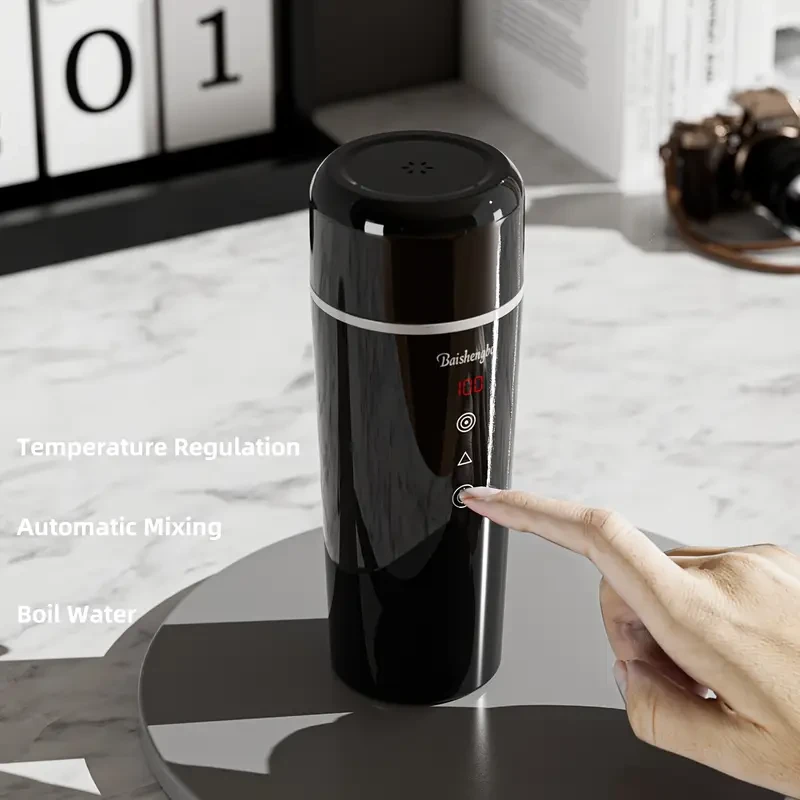 LIZAIOK 12V Portable Electric Kettle (420 ml) — Car Plug, Insulated Travel Cup
