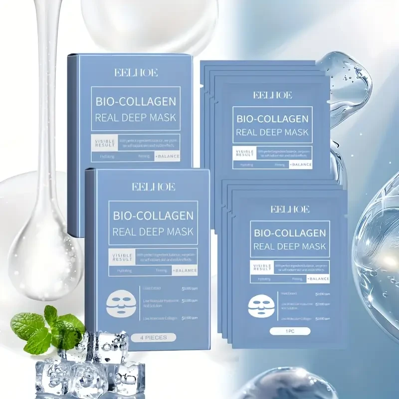 EELHOE Bioc Collagen Brightening Mask (Overnight) — 2 Boxes / 8 pcs, Deep Hydration Water-Gel