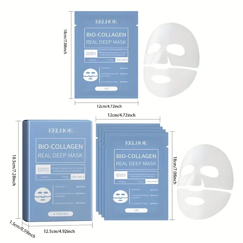 EELHOE Bioc Collagen Brightening Mask (Overnight) — 2 Boxes / 8 pcs, Deep Hydration Water-Gel