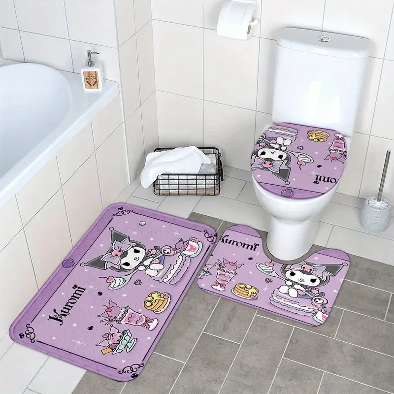 Sanrio Kuromi 3-Piece Bath Mat Set — Non-Slip, Washable, Super-Cute