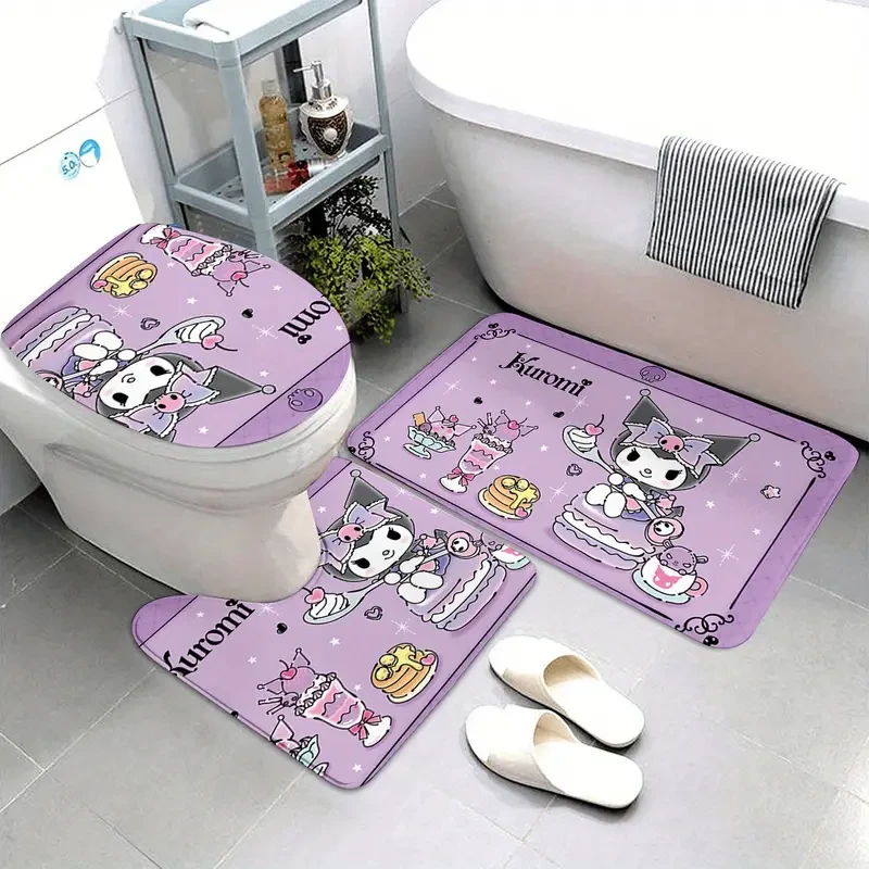 Sanrio Kuromi 3-Piece Bath Mat Set — Non-Slip, Washable, Super-Cute