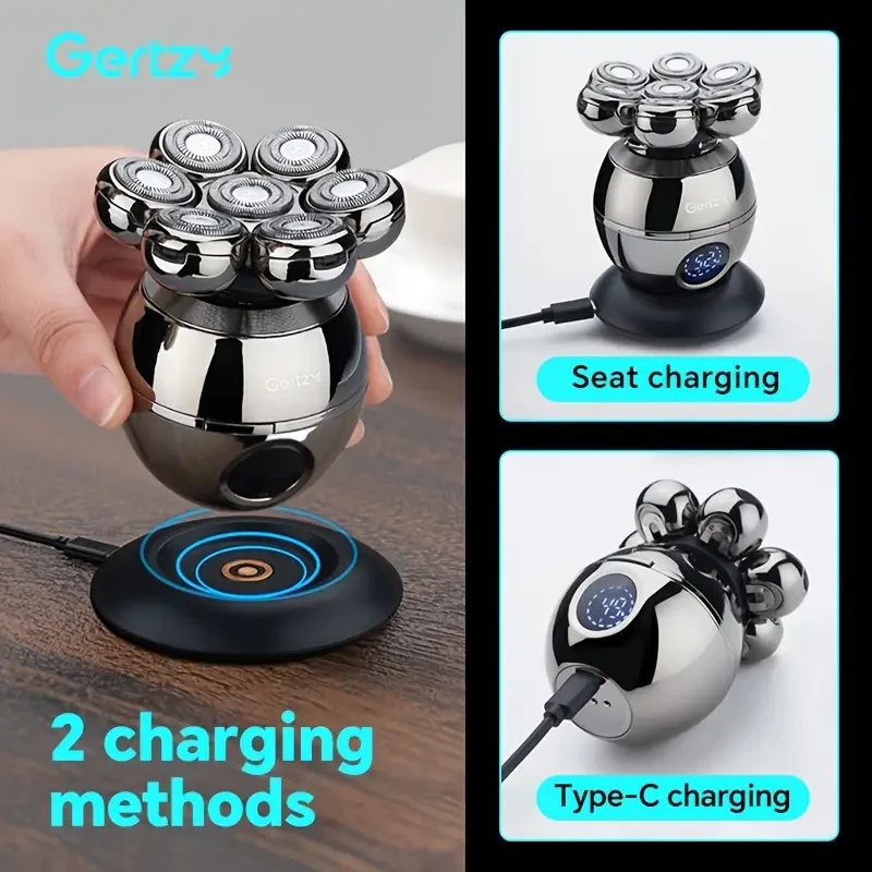 GERTZY 5-in-1 Electric Head Shaver for Bald Men — Cordless, Rechargeable, LED Display