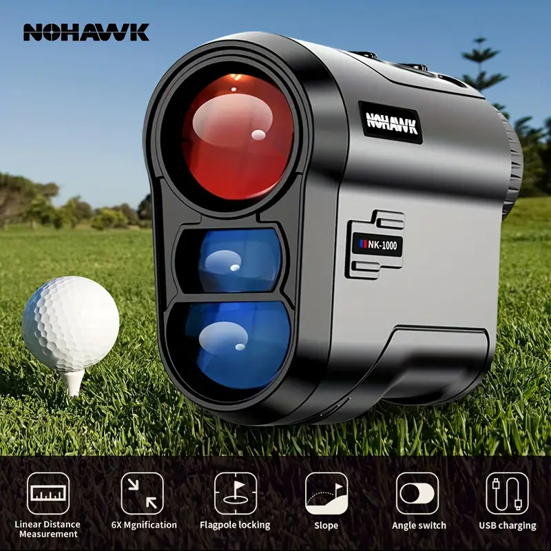 NOHAWK 914.4 m Golf Laser Rangefinder — Flag Lock, Slope Compensation, USB-Rechargeable