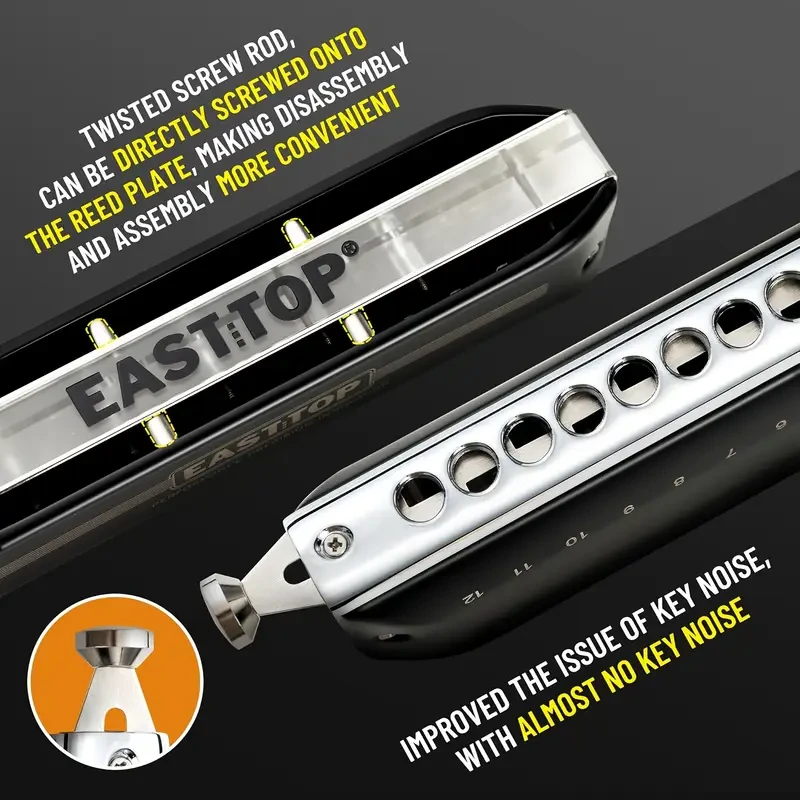 EASTTOP FORERUNNER 2.0 Chromatic Harmonica — 12-Hole, 48 Tones, C Key