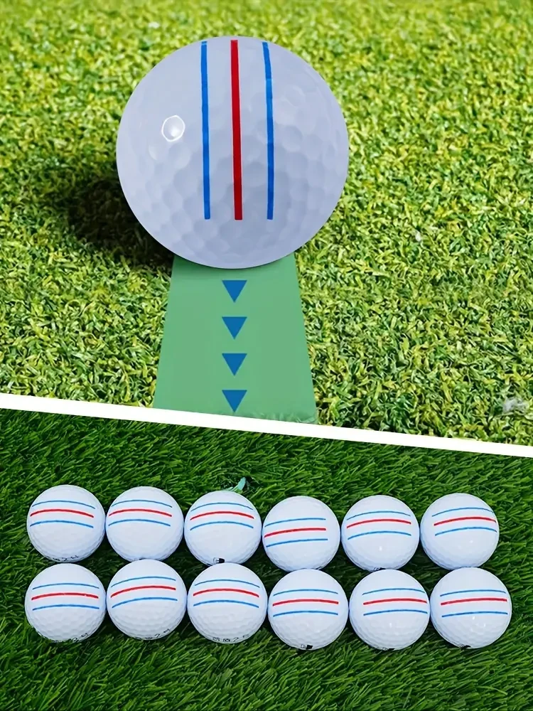 Caiton Double-Layer Distance Golf Balls with Auxiliary Alignment Line (3/6/12 Pack) — High Rebound Practice Balls, White