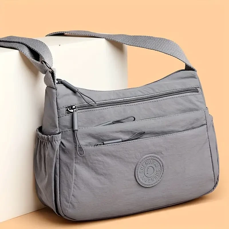 Perfect Lily Adjustable Nylon Crossbody Bag — Multi-Compartment Everyday Organiser (Khaki, Red, Purple, Black, Grey)