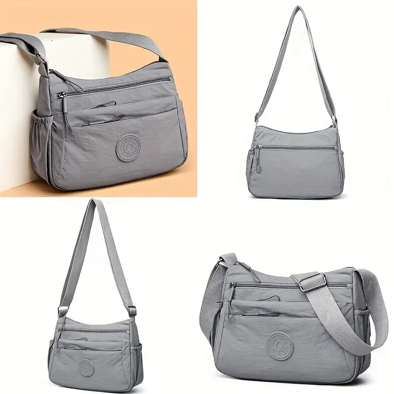 Perfect Lily Adjustable Nylon Crossbody Bag — Multi-Compartment Everyday Organiser (Khaki, Red, Purple, Black, Grey)