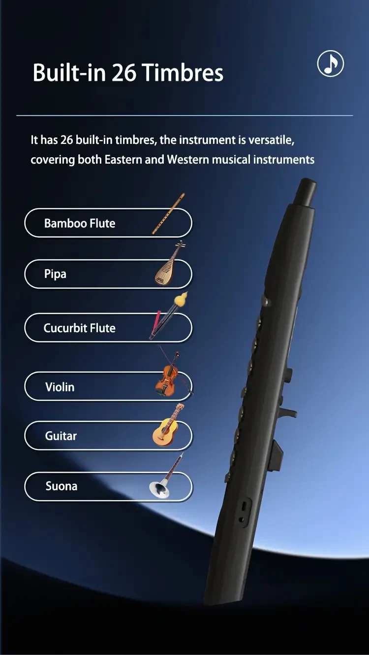 SUNRISE MELODY M1 EWI — Portable Digital Wind Instrument (26 Timbres, 5 Octaves, USB-C Rechargeable)