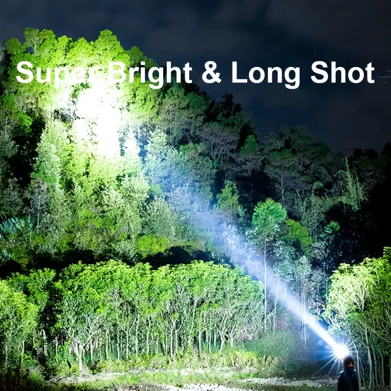 SMILING SHARK TD2003 Ultra-Bright LED Headlamp — Type-C Rechargeable, 3× M90 LEDs, Red Warning Light (ABS, USB Cable Included)