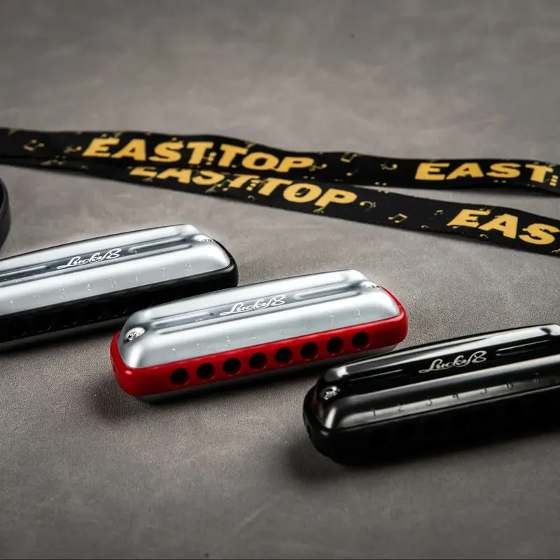 Easttop LUCKY 8 — 8-Hole Metal Recorder (Brass Body, Copper Base Plate) with Lanyard & Felt Bag