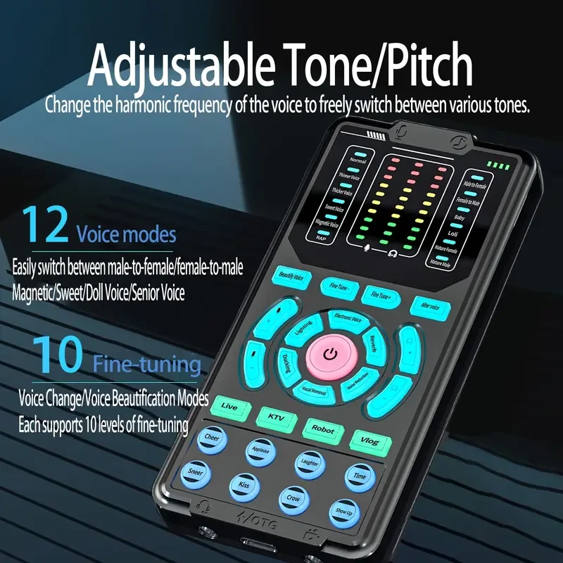 G9 Portable Sound Card Voice Changer — 16 Voice Modes, Stereo Output, Earphones Included (Smartphone/PC/Xbox/PS5)