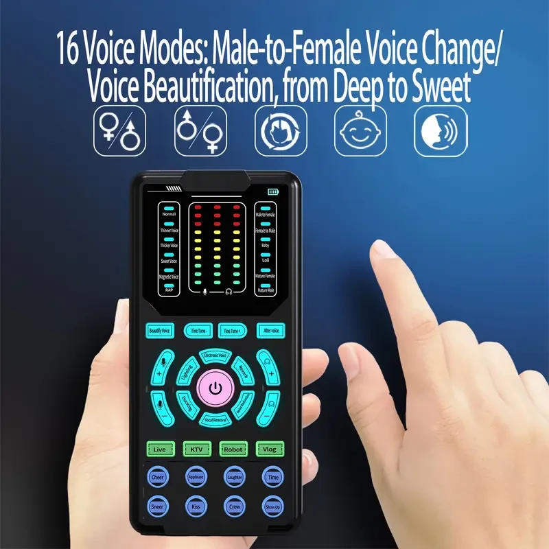 G9 Portable Sound Card Voice Changer — 16 Voice Modes, Stereo Output, Earphones Included (Smartphone/PC/Xbox/PS5)