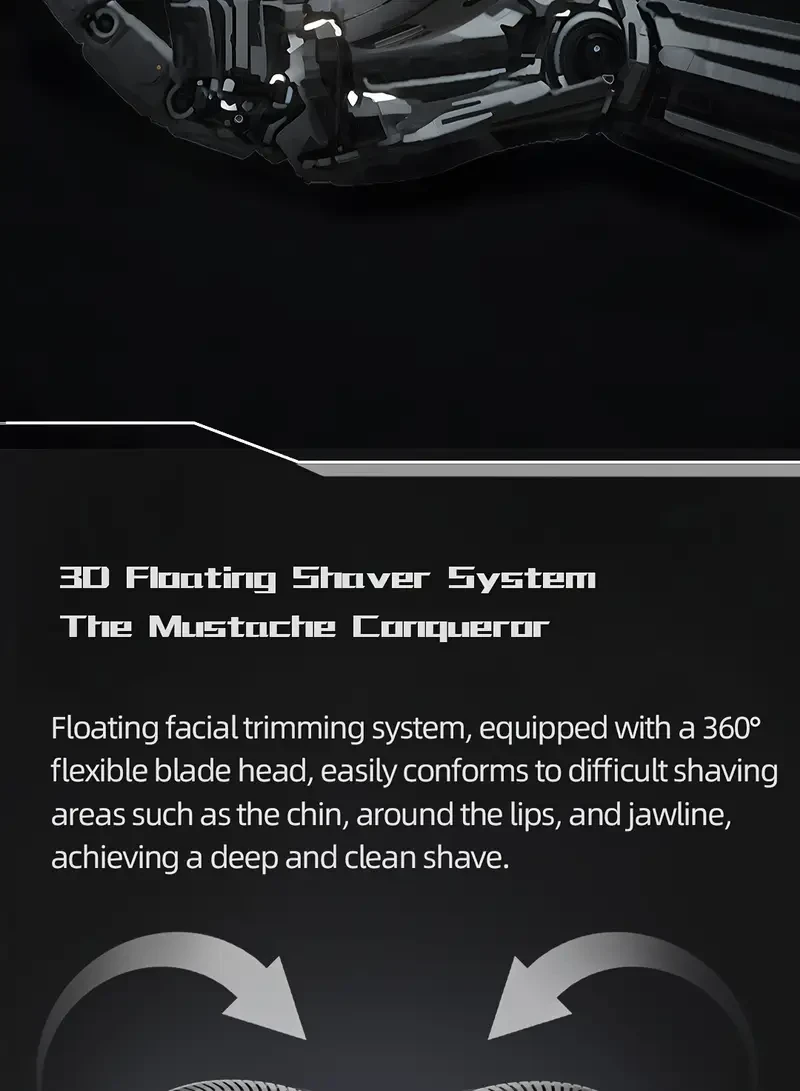 WITZIO Mech World Men’s Electric Shaver — Dual Blades, Double-Ring Net, USB-Rechargeable (400 mAh), Portable Grooming Tool with Storage Box