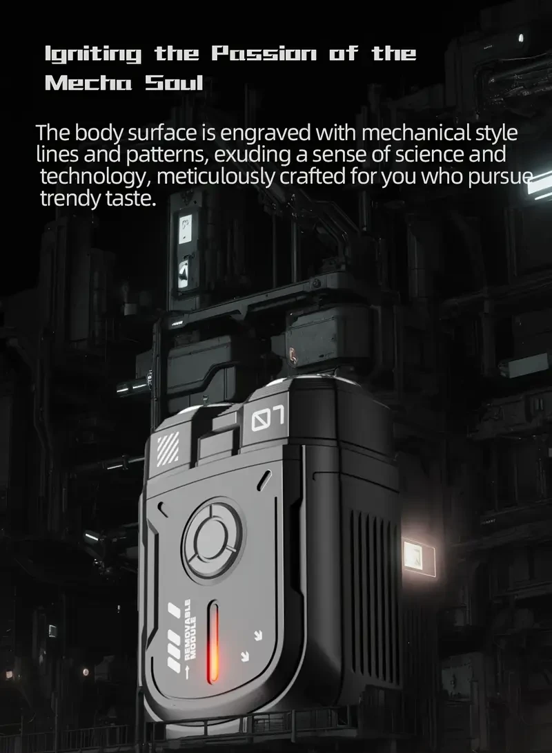 WITZIO Mech World Men’s Electric Shaver — Dual Blades, Double-Ring Net, USB-Rechargeable (400 mAh), Portable Grooming Tool with Storage Box