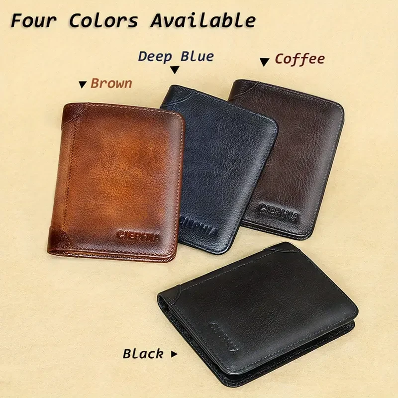 CIEPHIA Slim RFID Card Holder — Top-Grain Leather, Vintage Dark Brown (Men’s Minimalist Wallet with ID Window) Compact, secure, and built to la