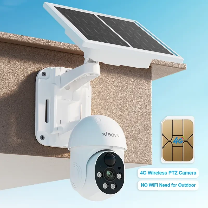 XIAOVV 1080P Solar-Powered Pan/Tilt Surveillance Camera — SIM Card, PIR Siren, Color Night Vision, Two-Way Audio