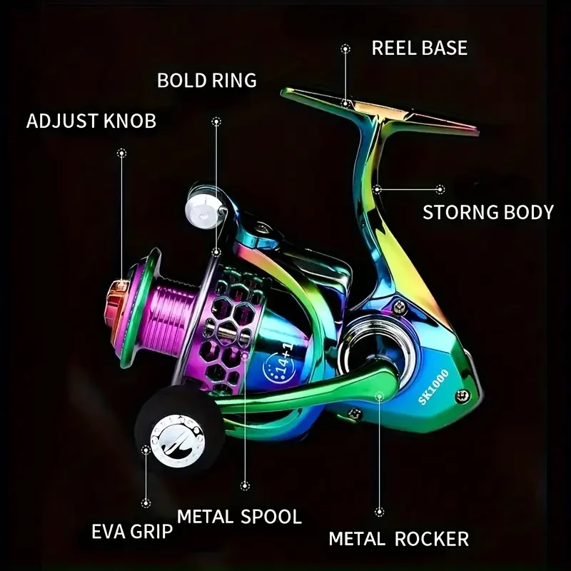 BILLINGS SK 1000–6000 Series Spinning Reel — 5.0:1 / 4.7:1 Gear Ratio, 22 lb Max Drag, CNC Metal Rocker