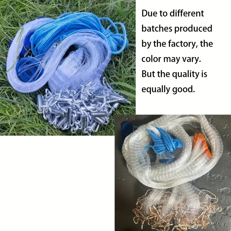 1pc Fishing Cast Net — Easy-Throw Nylon Blend Net with Heavy Iron Weights (Freshwater & Saltwater)