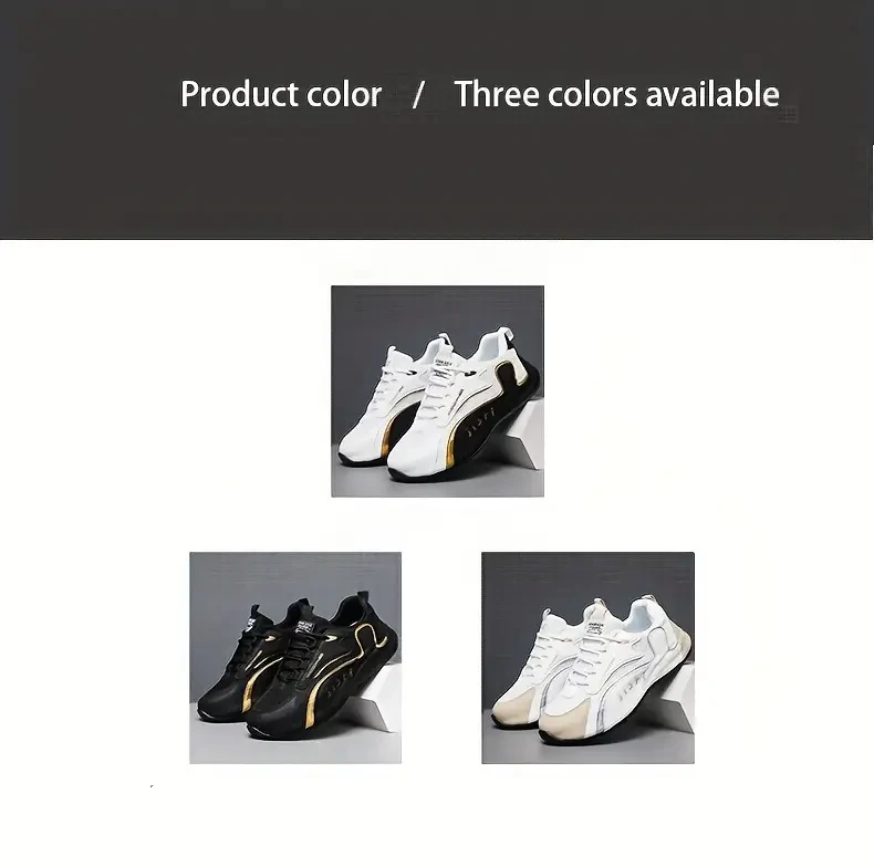 KOONEXY Men’s & Golden Sneakers — Low-Top Lace-Up with Golden Accent