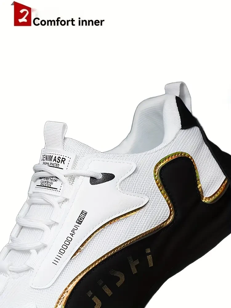 KOONEXY Men’s & Golden Sneakers — Low-Top Lace-Up with Golden Accent