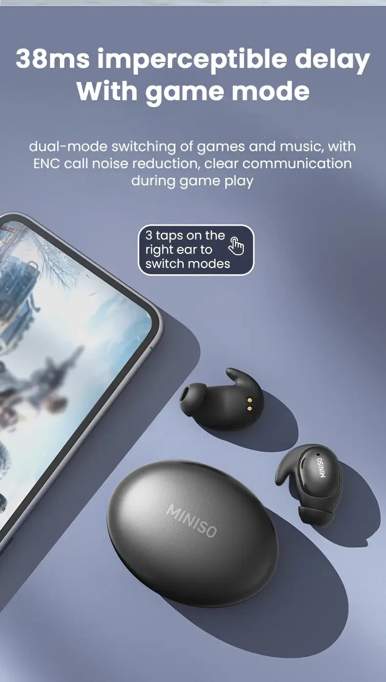 MINISO MS153 Mini Sleeping Earbuds — Low-Profile, Cozy Fit with Noise Reduction & Translation Assist