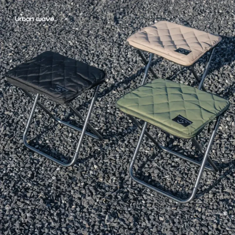 URBANWAVE Portable Folding Stool — Lightweight Aluminum Alloy, Quilted Square Seat