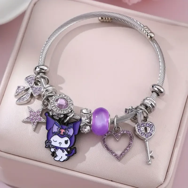 Sanrio Pink “LOVE” Bracelet — Hello Kitty & Kuromi Cute Cartoon Wristband