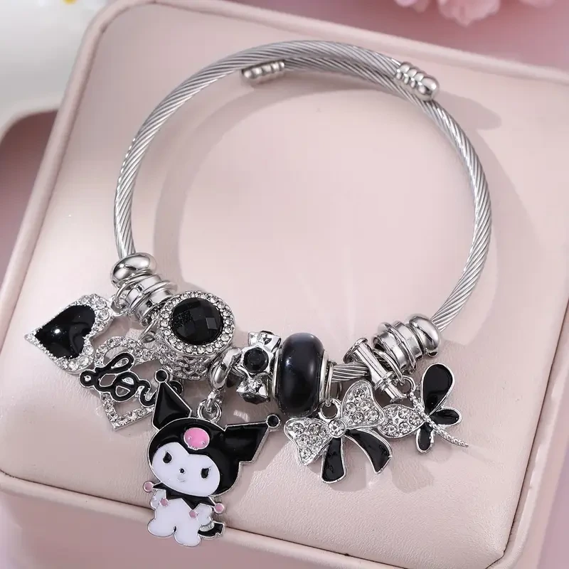 Sanrio Pink “LOVE” Bracelet — Hello Kitty & Kuromi Cute Cartoon Wristband