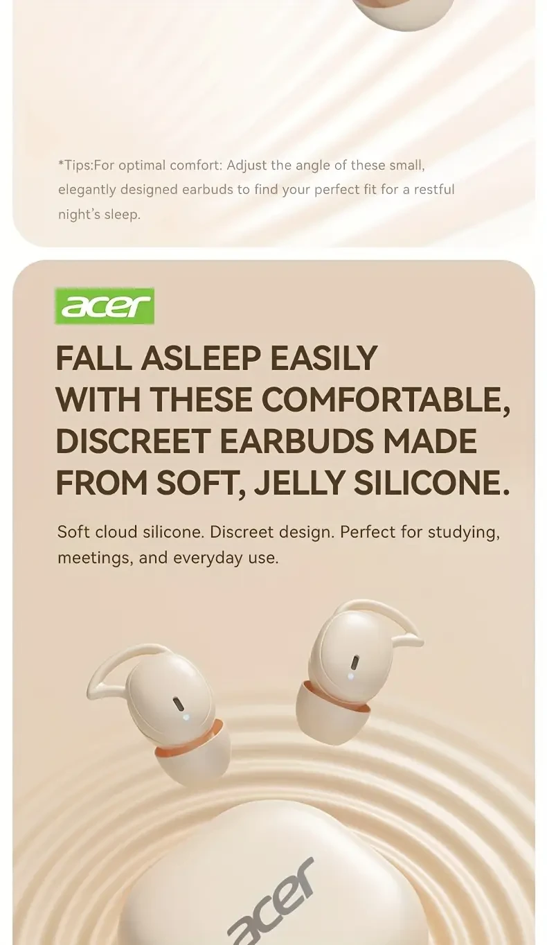 Acer OHR507 Wireless Sleep-Friendly Earbuds – Comfort, Clarity & Long Battery Life
