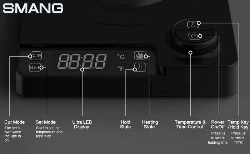 Smang Gooseneck Electric Kettle – Precise Temperature Control & Elegant Brewing Design