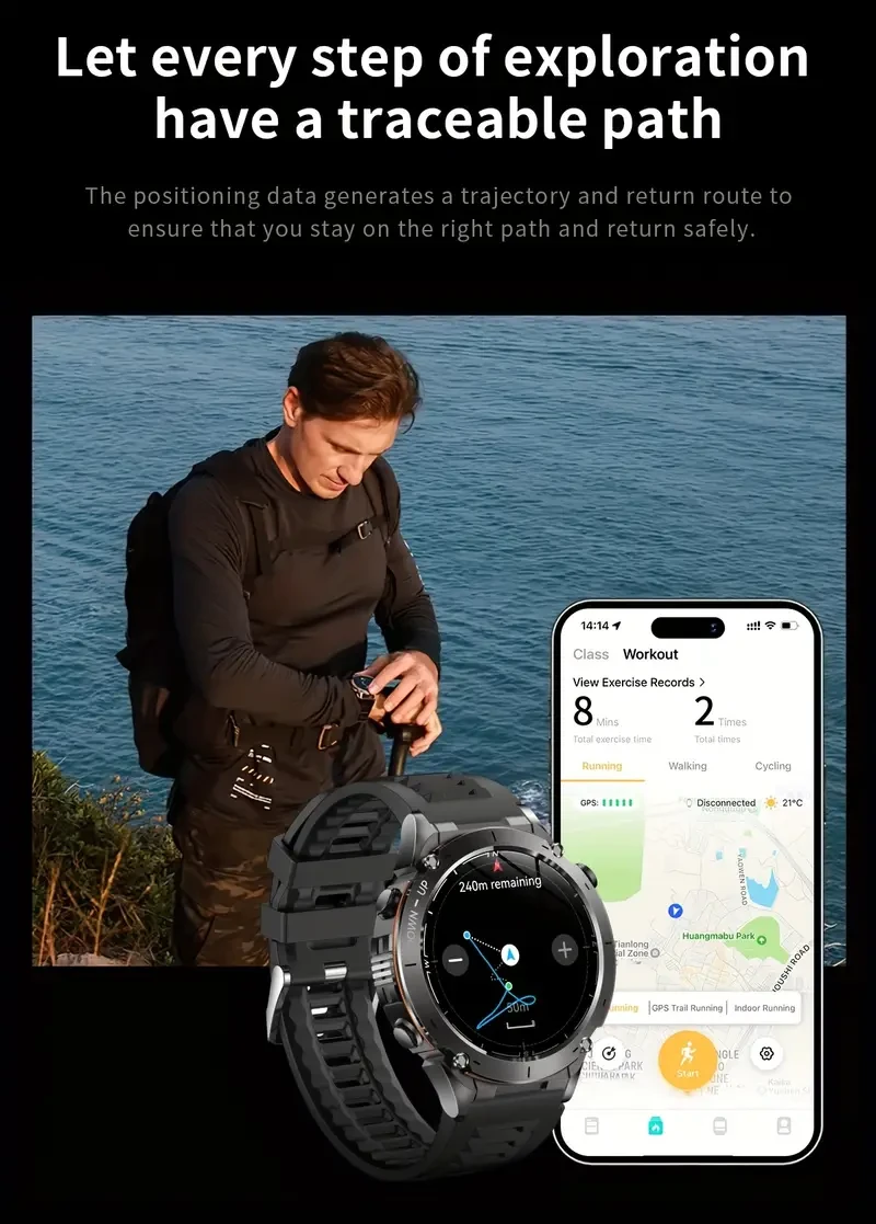 JJMMK Outdoor Smartwatch – Rugged Design, High-Precision GPS & 170+ Sports Modes