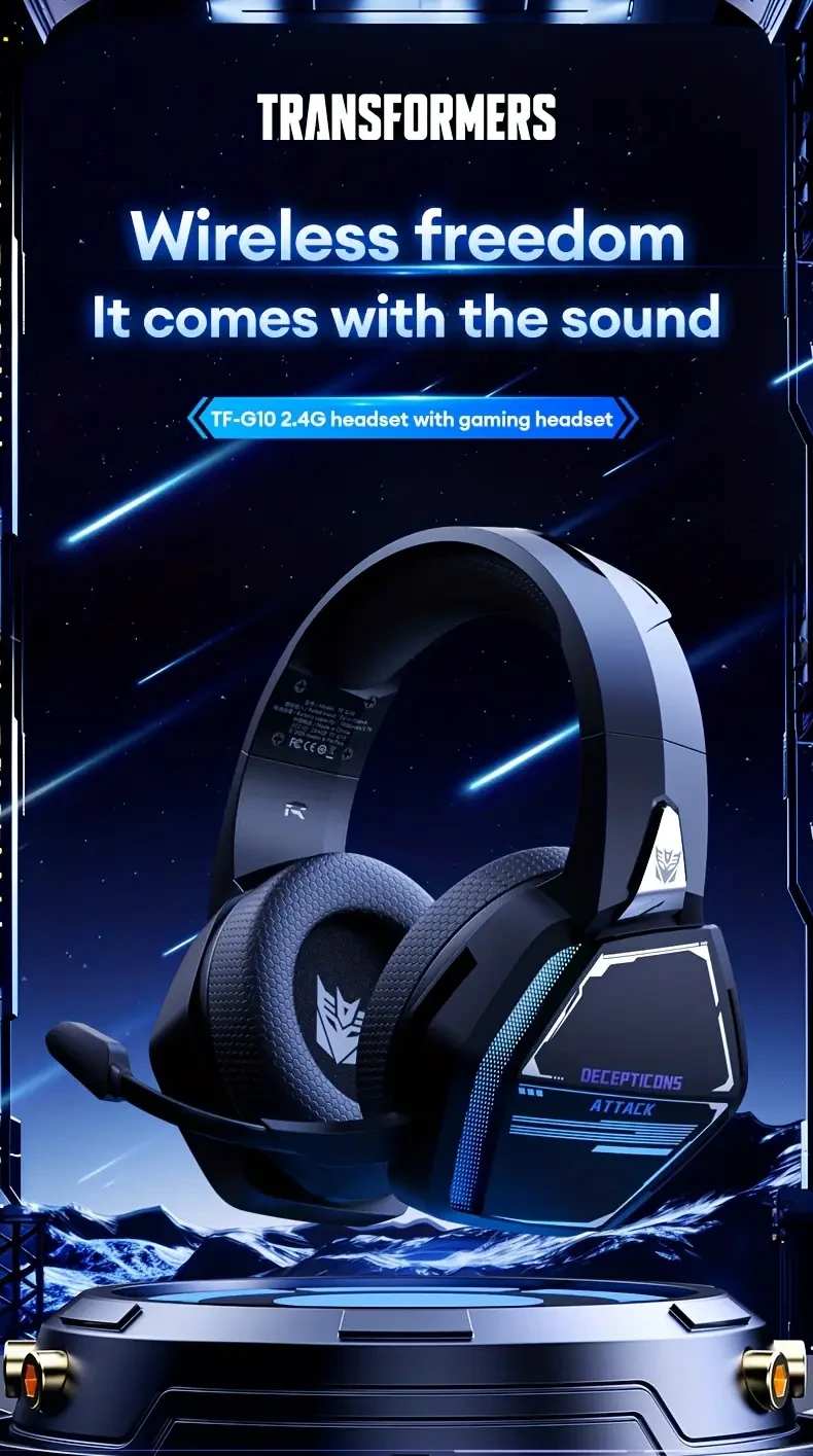 Transformers TF-G10 Gaming Headset – 2.4G Wireless, 7.1 Surround & Long Battery Life