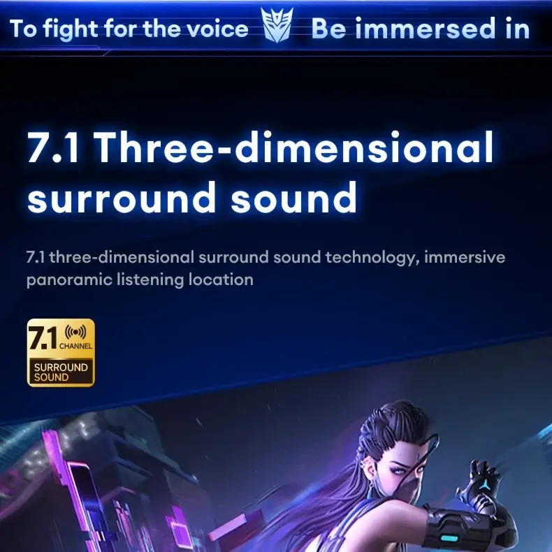 Transformers TF-G10 Gaming Headset – 2.4G Wireless, 7.1 Surround & Long Battery Life