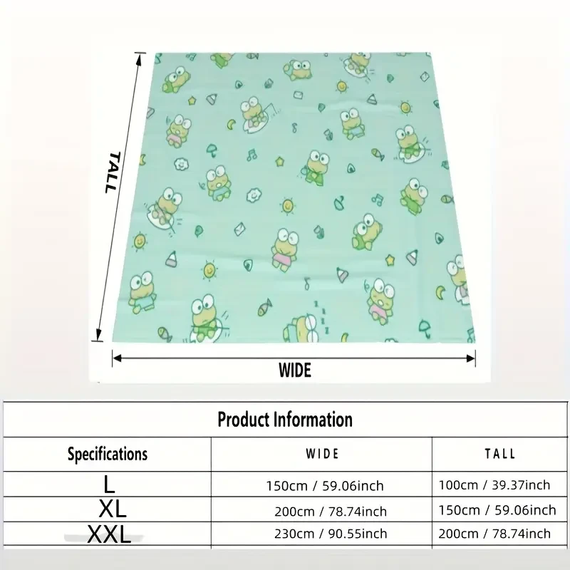 Sanrio Kuromi & Hello Kitty Mini Cooling Bedspread – Official Licensed Anime Blanket in Mint Green